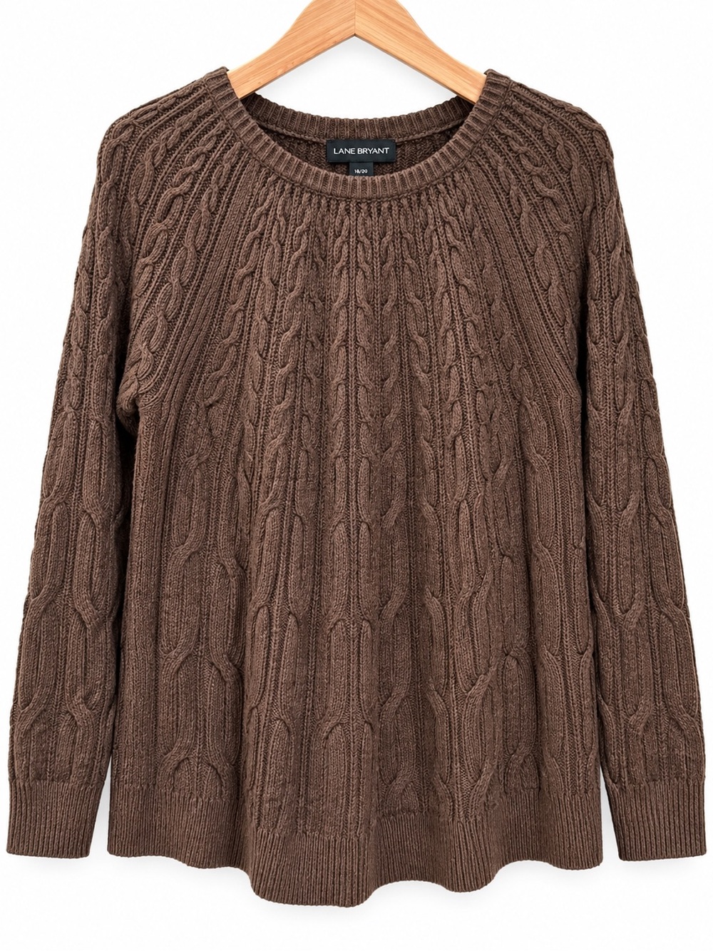 Lane Bryant Brown Cable Knit Pullover Sweater Plus Size 18/20